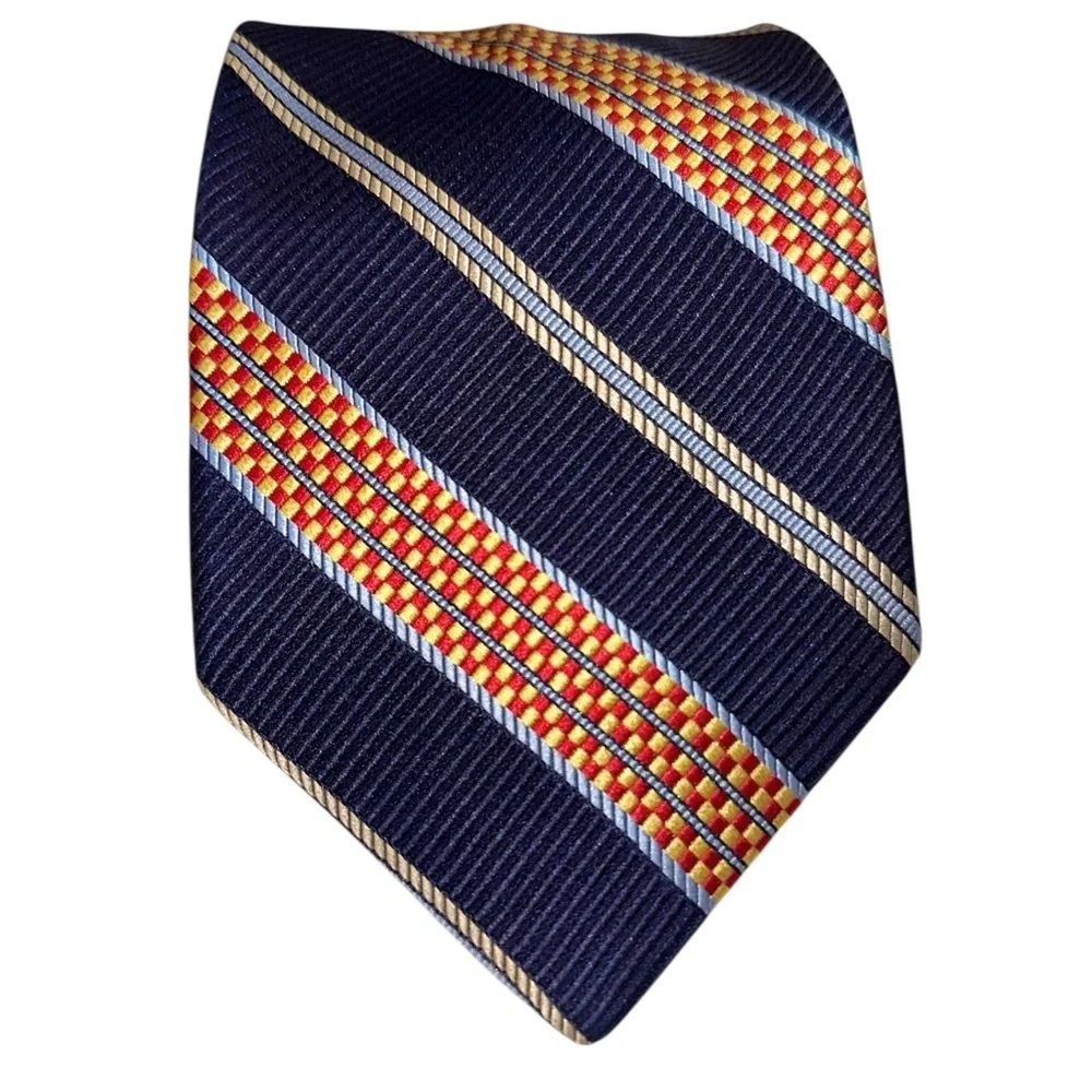Jos. A. Bank Mens Tie 100% Silk Made in Italy Blue Striped Necktie 60x3.5” NWT